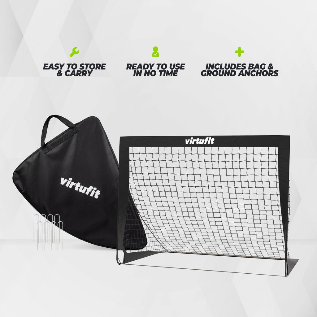 VirtuFit Pop-Up Voetbaldoelen Set - Voetbalgoals - 120 x 90 cm - Zwart - Detail