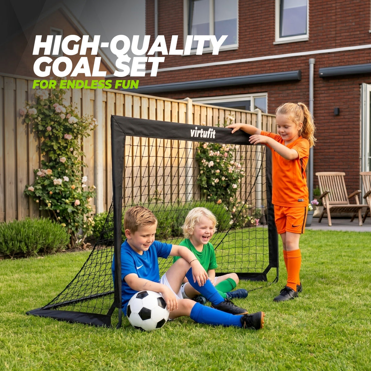 VirtuFit Pop-Up Voetbaldoelen Set - Voetbalgoals - 120 x 90 cm - Zwart - Aanzicht