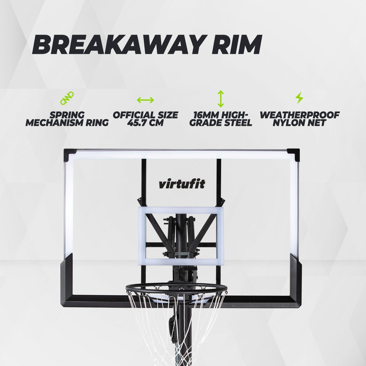 VirtuFit Pro Verstelbare Basketbalpaal - 150 tot 305 cm - In gebruik