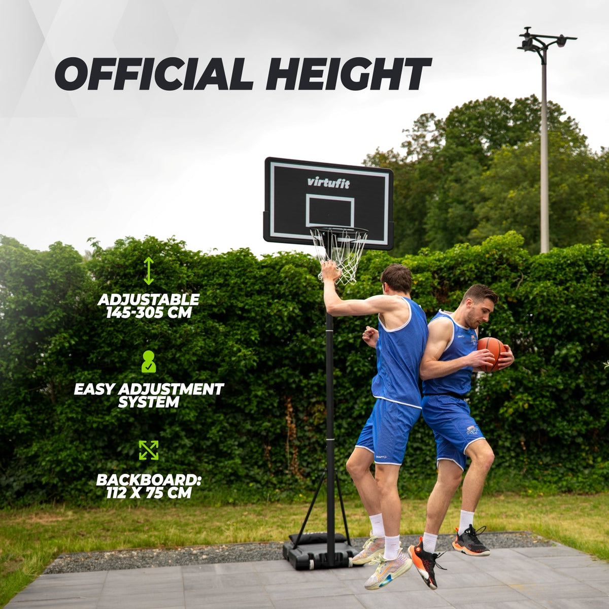 VirtuFit Verstelbare Basketbalpaal - 220 tot 305 cm - Detail