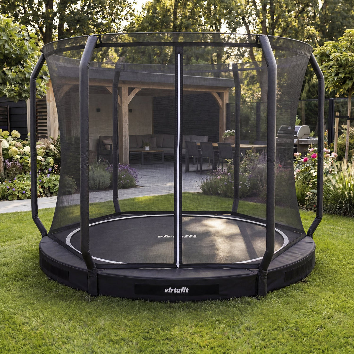 VirtuFit Inground Trampoline 251 cm Inclusief Veiligheidsnet - Aanzicht