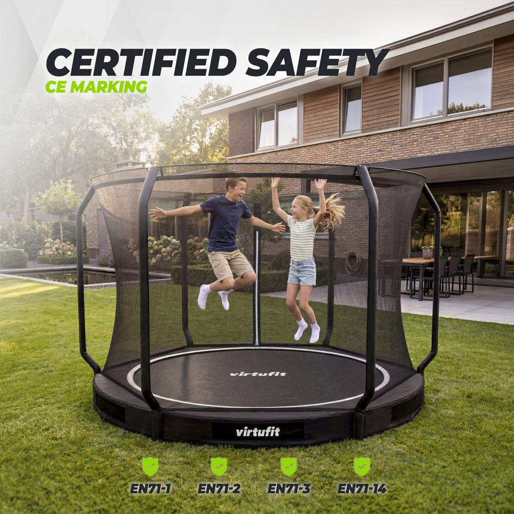 VirtuFit Inground Trampoline 305 cm - Inclusief Veiligheidsnet - In gebruik