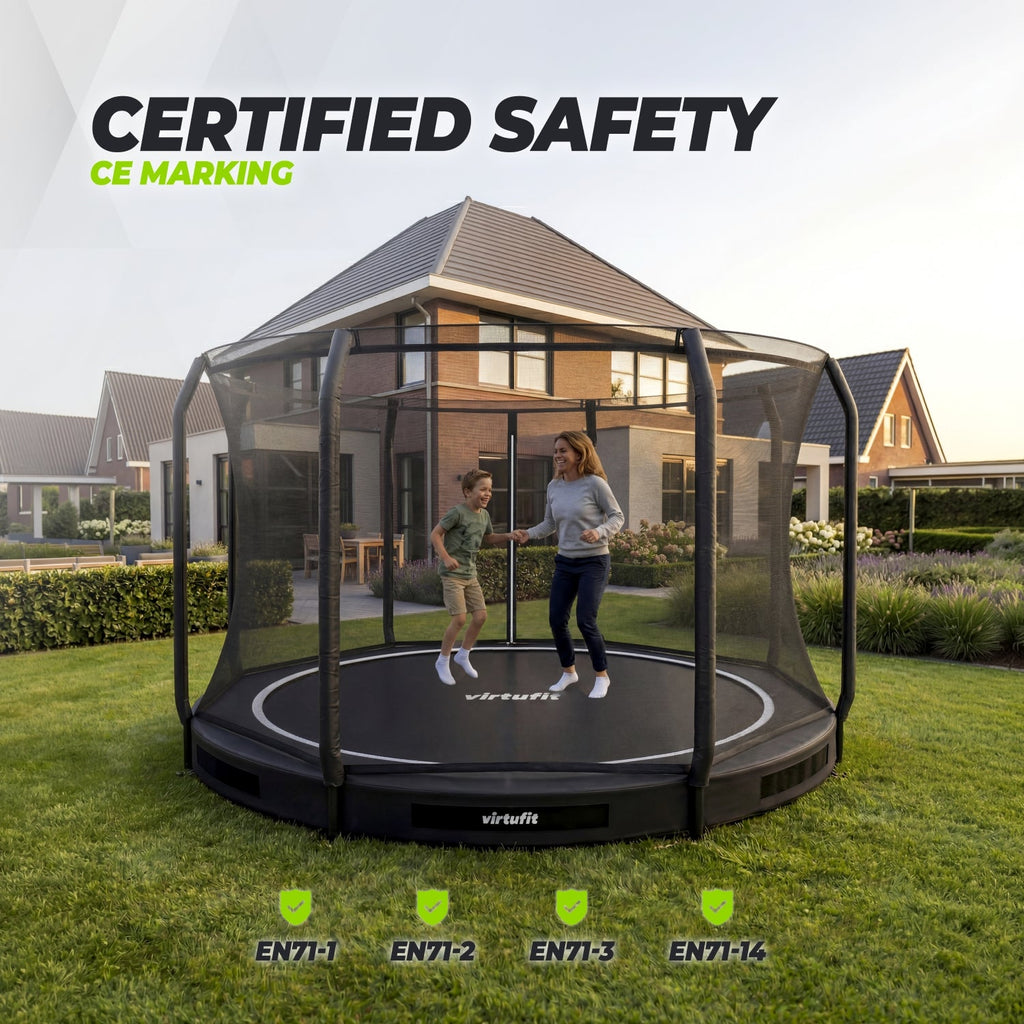 VirtuFit Inground Trampoline 366 cm cm Inclusief Veiligheidsnet - In gebruik