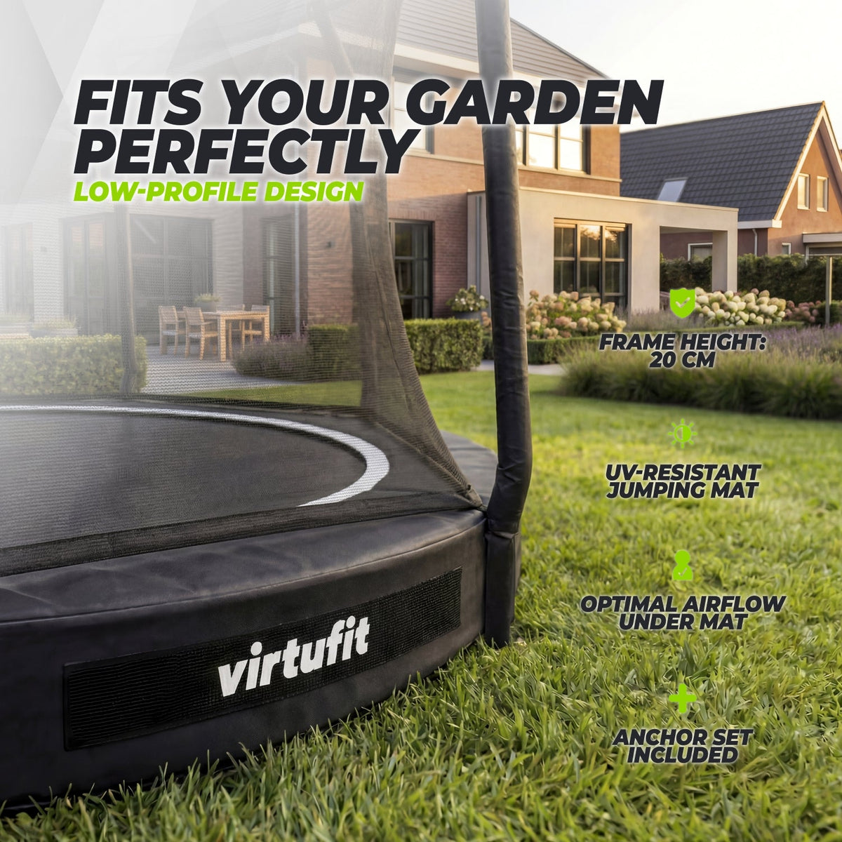VirtuFit Inground Trampoline 366 cm cm Inclusief Veiligheidsnet - Detail