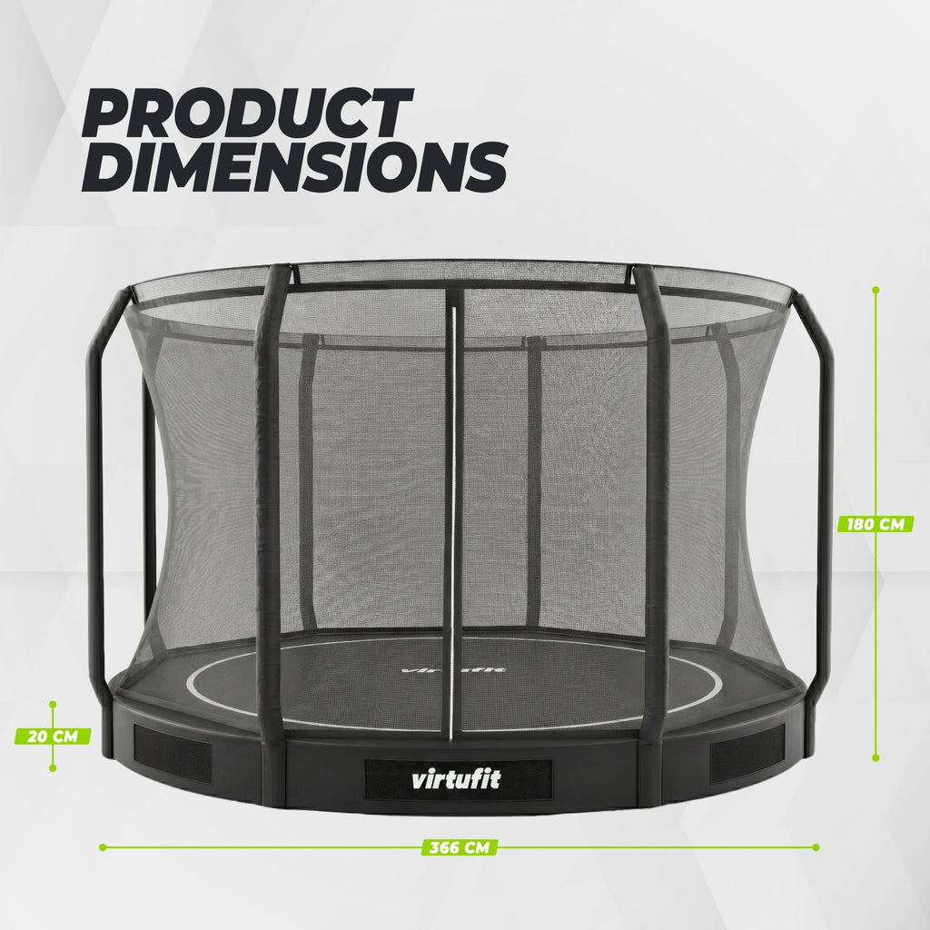 VirtuFit Inground Trampoline 366 cm cm Inclusief Veiligheidsnet - Afbeelding 8