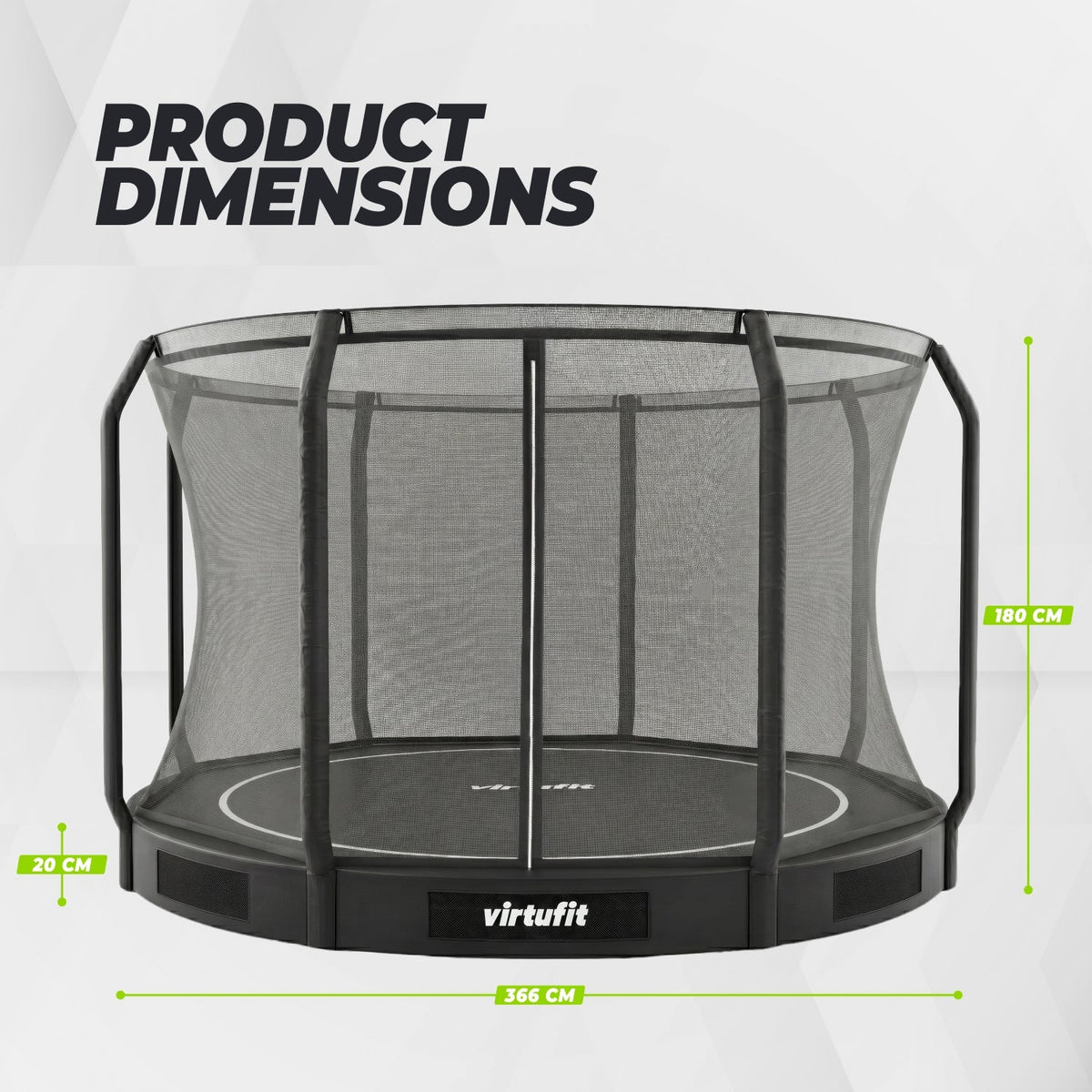 VirtuFit Inground Trampoline 366 cm cm Inclusief Veiligheidsnet - Afbeelding 8