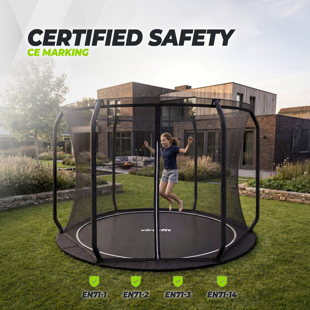 VirtuFit Groundlevel Trampolin 305 cm Inklusive Sicherheitsnetz