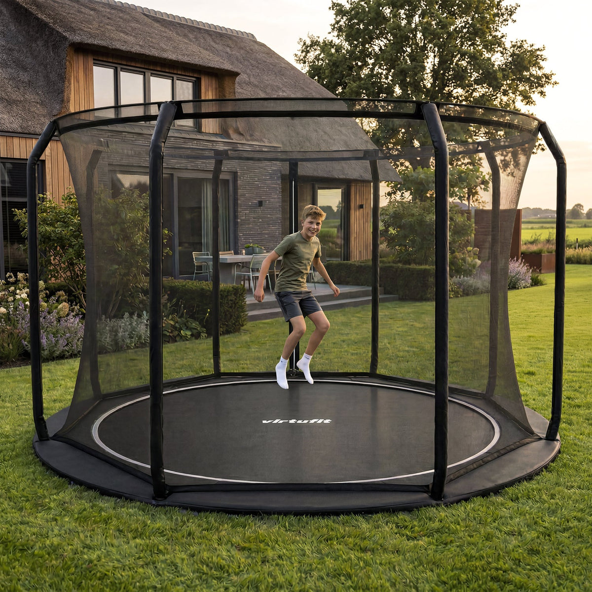 VirtuFit Flatground Trampoline 366 cm - inclusief veiligheidsnet - Afbeelding 7