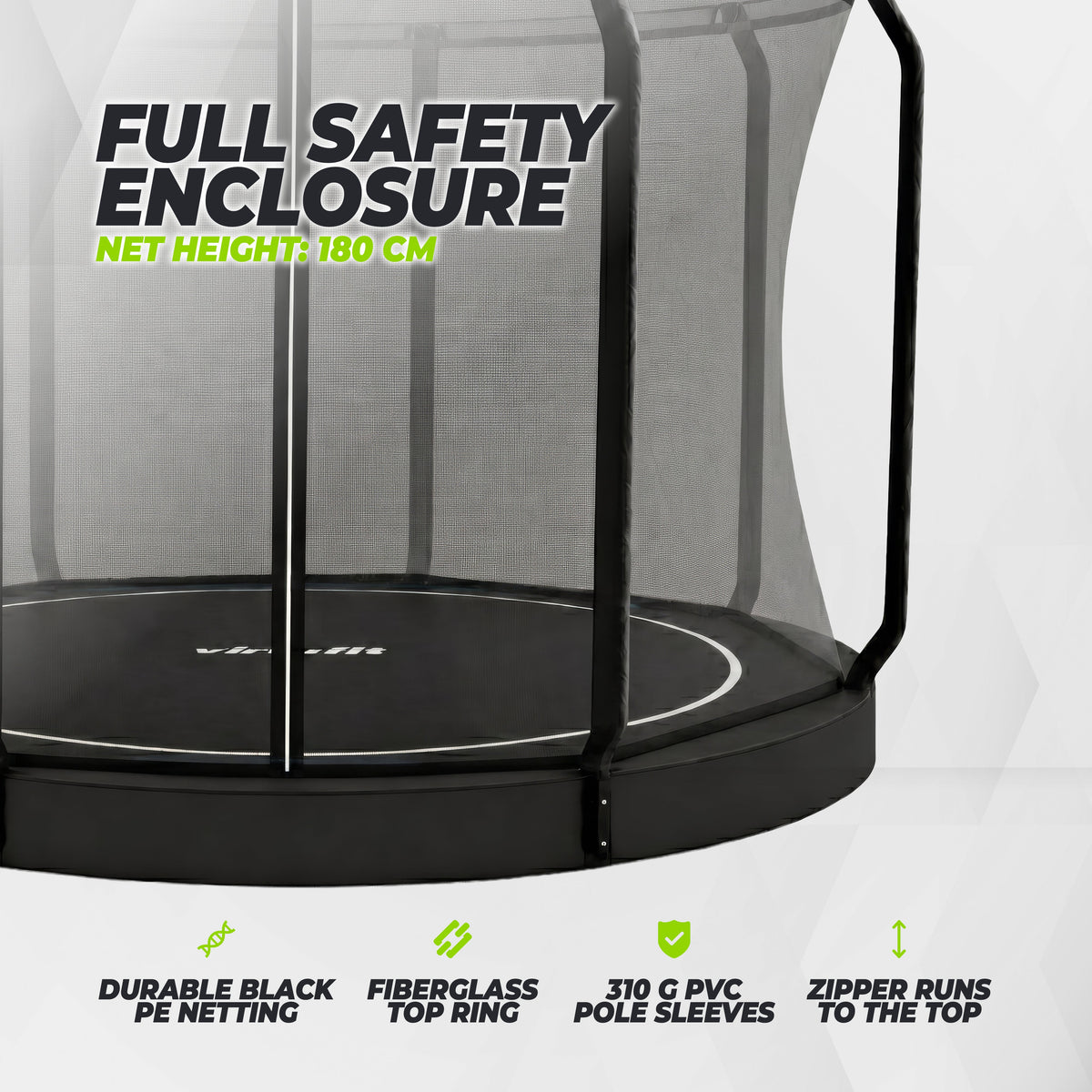VirtuFit Flatground Trampoline 366 cm - inclusief veiligheidsnet - Aanzicht