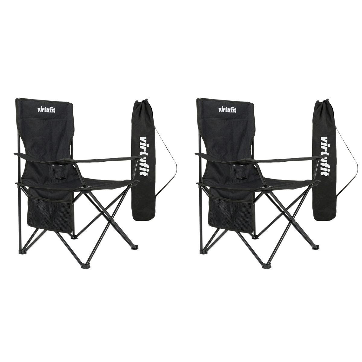 VirtuFit Opvouwbare Camping Stoel - Zwart - Set van 2 - Hoofdafbeelding