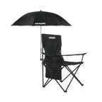 VirtuFit Opvouwbare Camping Stoel - Inclusief Universele Stoelparasol - Zwart - Hoofdafbeelding