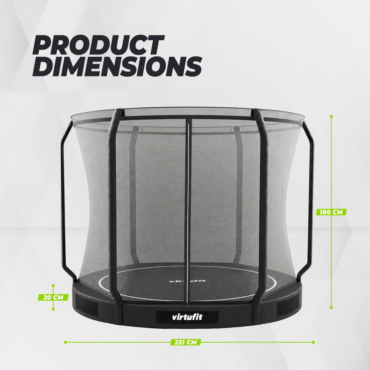 VirtuFit Inground Trampoline 251 cm Inclusief Veiligheidsnet - Afbeelding 8