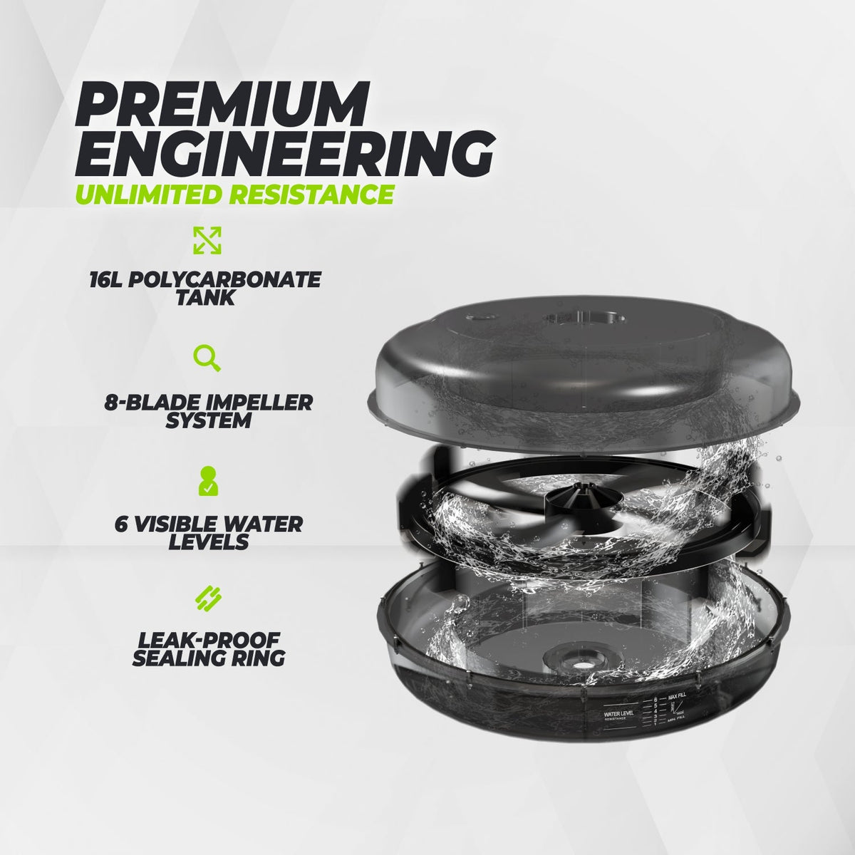 VirtuFit Elite Water Resistance Roeitrainer - Black Edition - Afbeelding 7