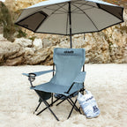 VirtuFit Klappbarer Campingstuhl - Inklusive Universeller Stuhlparasol - Beige