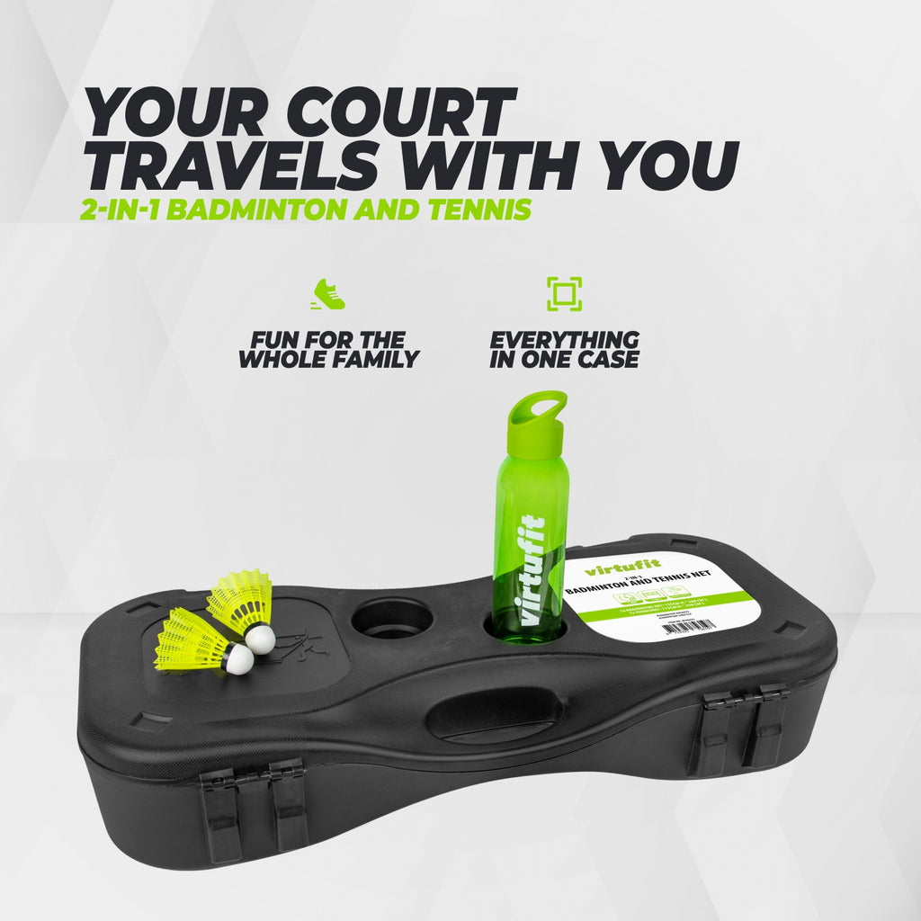 VirtuFit 2-in-1 tragbares Badminton- und Tennisset - inklusive Koffer und Schläger