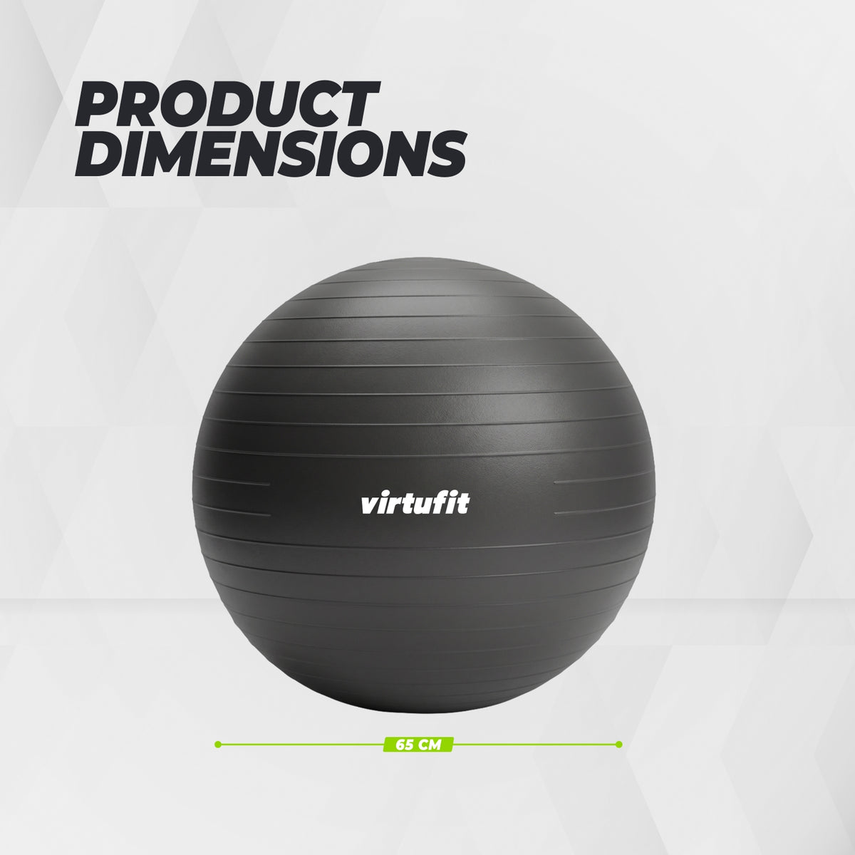 VirtuFit Anti-Burst Fitnessball Pro - Gymnastikball - Swiss Ball - mit Pumpe - Schwarz - 65 cm