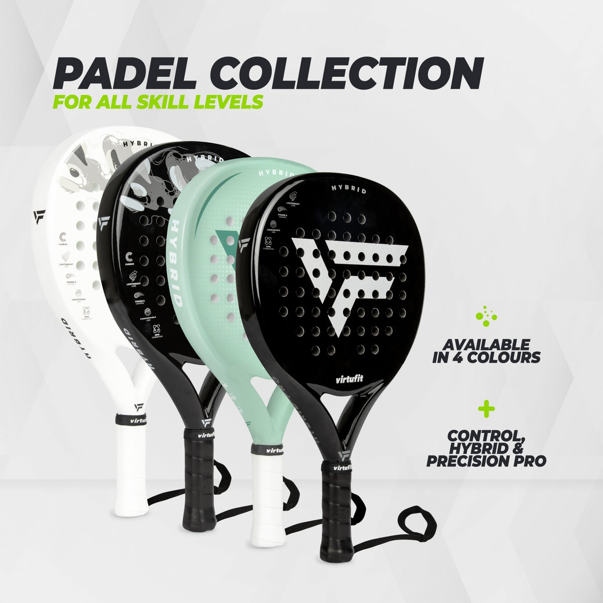 VirtuFit Hybrid Padel Schläger - Schwarz - Silber