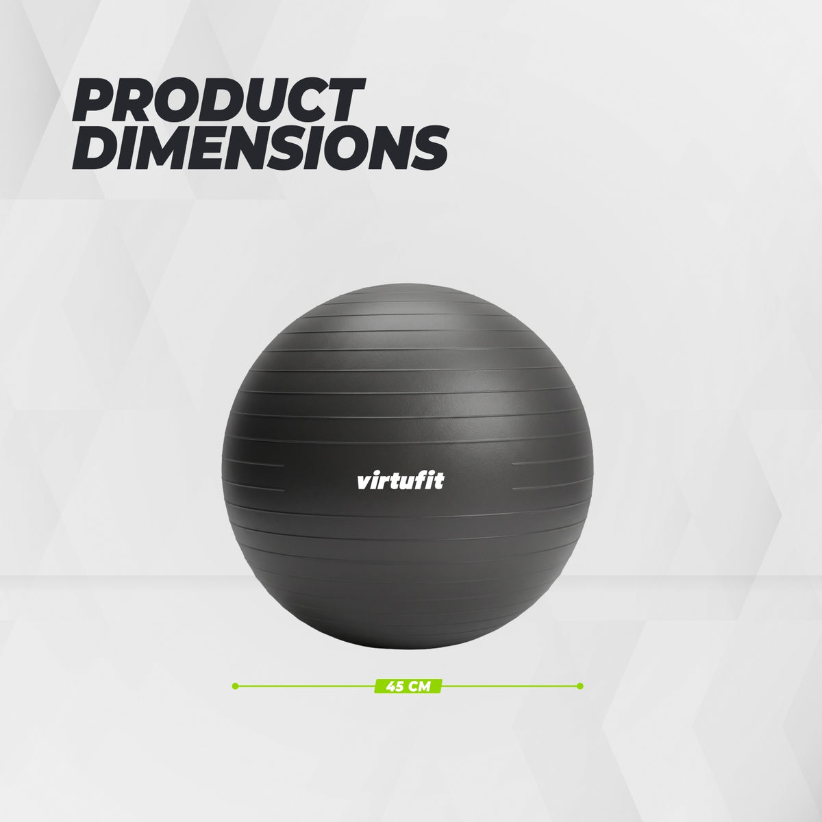 VirtuFit Anti-Burst Fitnessball Pro - Gymball - Swiss Ball - mit Pumpe - Schwarz - 45 cm