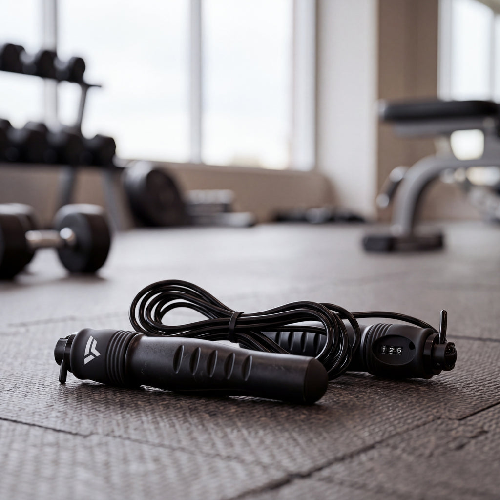 VirtuFit Verstellbares Springseil - Mit Zähler - Schwarz/Grau