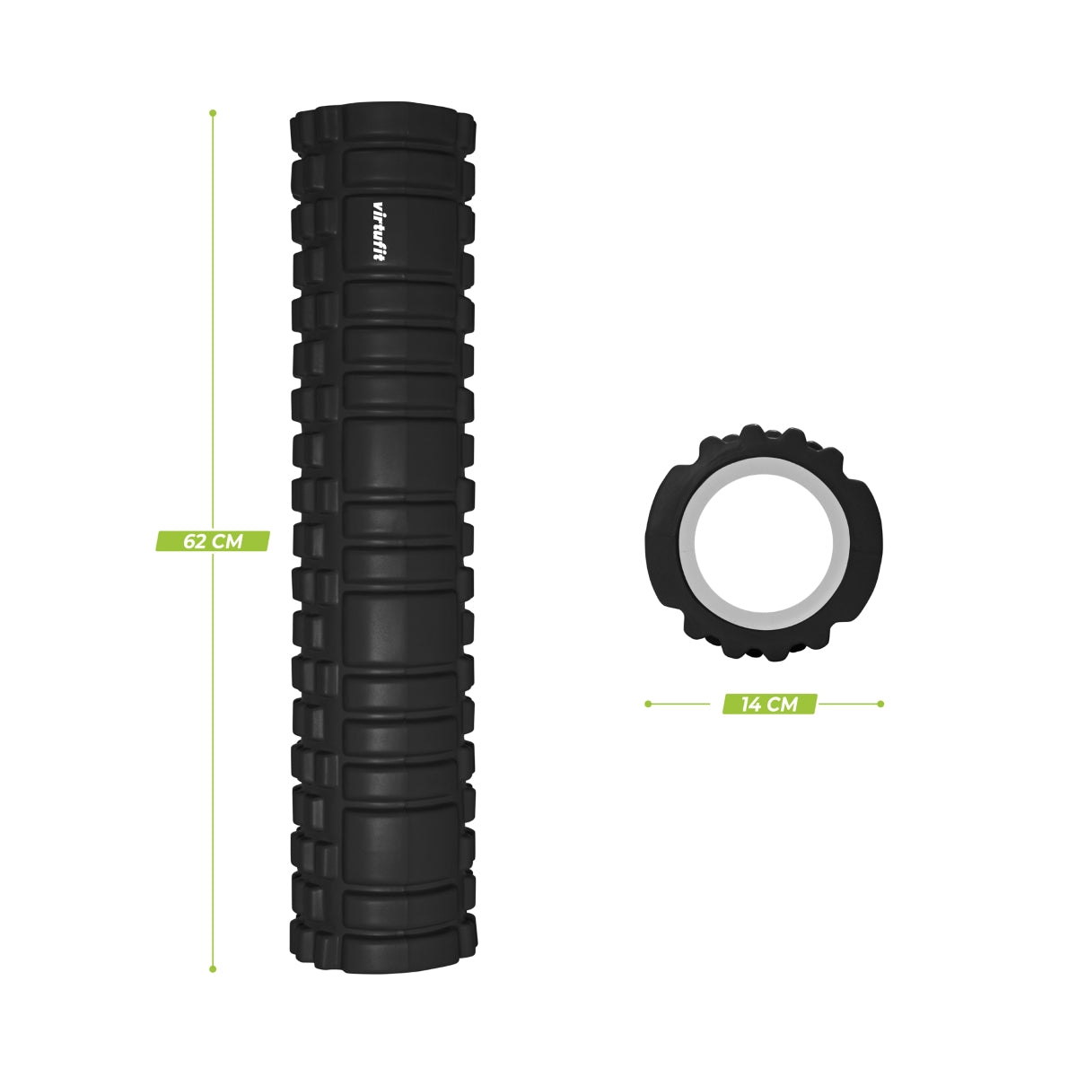 VirtuFit Grid Foam Roller - Massage Roller - 62 cm - Schwarz - Zweite Chance