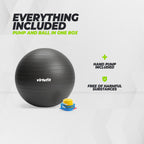 VirtuFit Anti-Burst Fitnessball Pro - Gymball - Swiss Ball - mit Pumpe - Schwarz - 45 cm