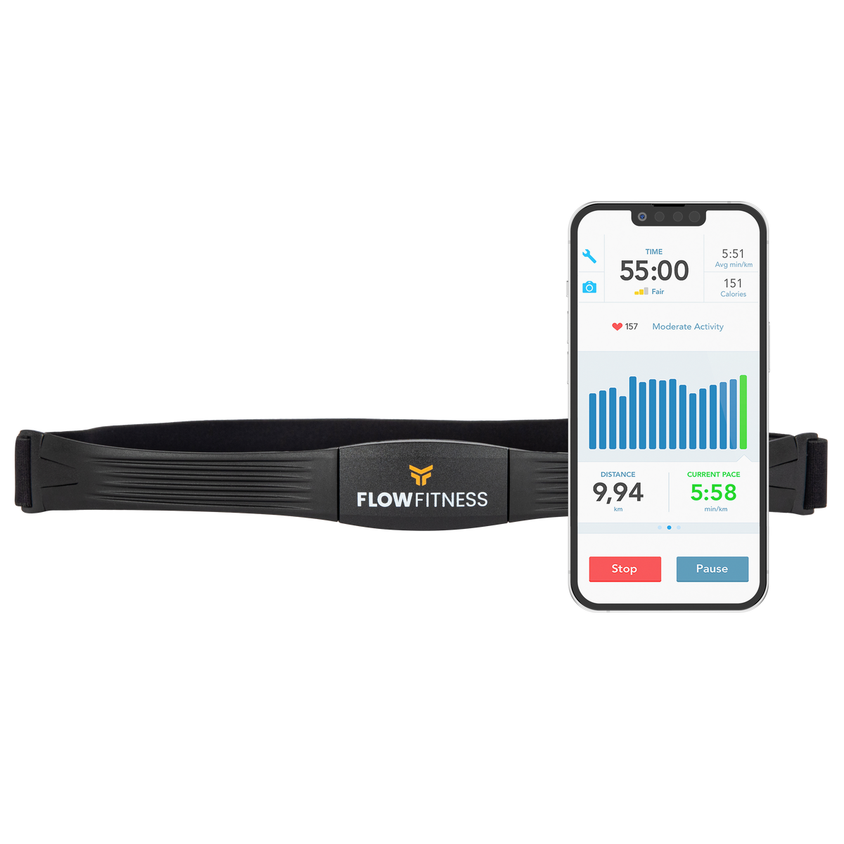 Flow Fitness Bluetooth Brustgurt / Herzfrequenzgurt