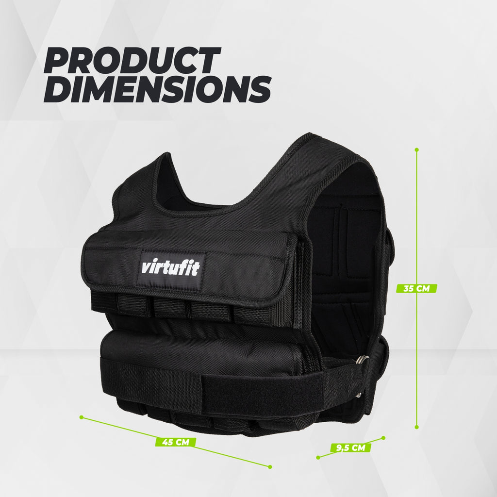 VirtuFit Verstellbares Gewichtsweste Pro - 10 kg - Schwarz