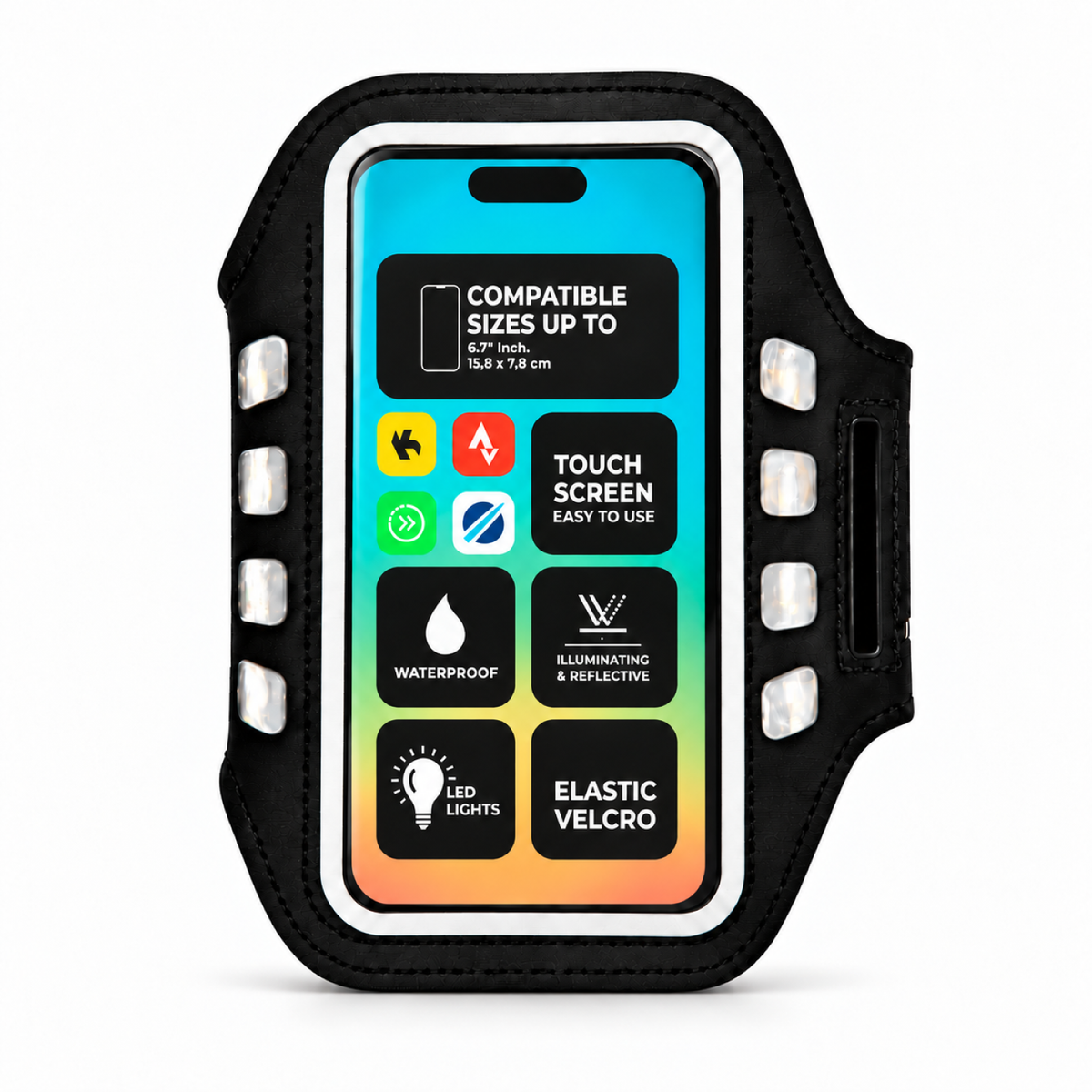 VirtuFit Lauftelefonarmband Pro mit LED - Set von 2