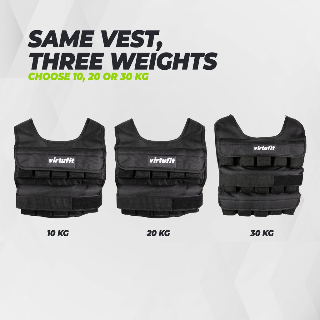 VirtuFit Verstellbares Gewichtsweste Pro - 10 kg - Schwarz