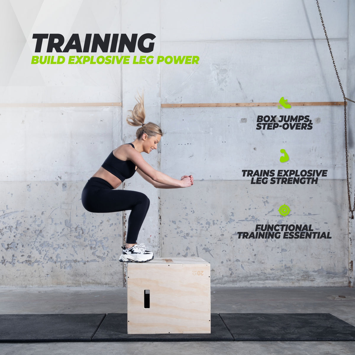 VirtuFit Holz Plyo Box 3-in-1 - Klein - 40 x 45 x 50 cm