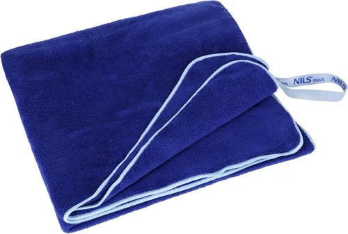 NILS Aqua Microvezel Badstof Handdoek - Donkerblauw - 160 x 80 cm - Aanzicht