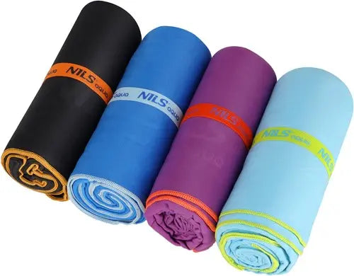 NILS Aqua Microvezel Handdoek - Zwart/Oranje - 180 x 100 cm - Afbeelding 6